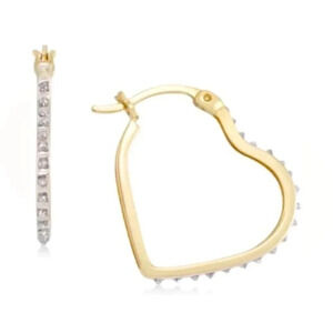 Diamond Accent Heart Hoop Giani Earrings in 18k Gold-Plated Sterling Silver NWT